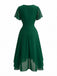 1950s Solid V-Neck Ruffle Sleeve Chiffon Asymmetrical Dress, vintage dress, retro fashion, rockabilly, pin-up fashion - perfect for women who love vintage and retro fashion