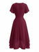 1950s Solid V-Neck Ruffle Sleeve Chiffon Asymmetrical Dress, vintage dress, retro fashion, rockabilly, pin-up fashion - perfect for women who love vintage and retro fashion