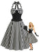 [Pre-Sale] Black 1950s Lace Halter Striped Dress