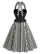 [Pre-Sale] Black 1950s Lace Halter Striped Dress 4