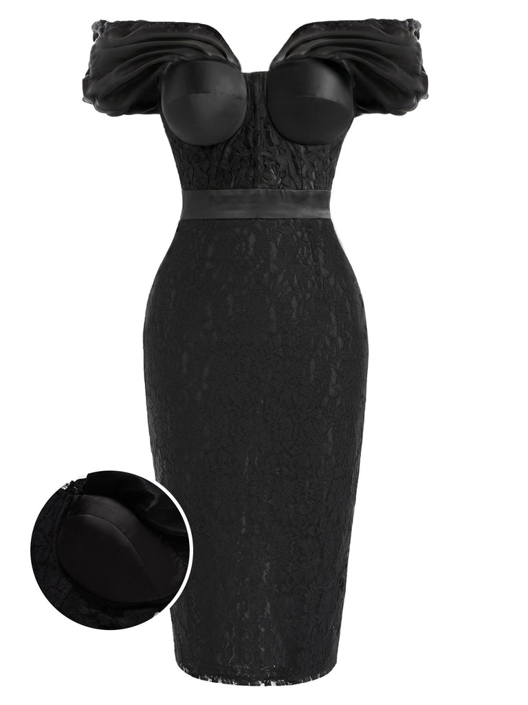 [Pre-Sale] Black White 1960s Lace Striped Dress