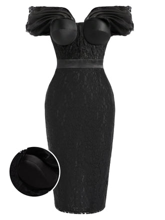 [Pre-Sale] Black White 1960s Lace Striped Dress