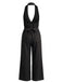 1930s Halter V-Neck Belted Wide Leg Jumpsuit 2
