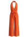 1930s Halter V-Neck Belted Wide Leg Jumpsuit 5