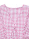 Pink 1950s Vintage Plaid V Neck Dress 3