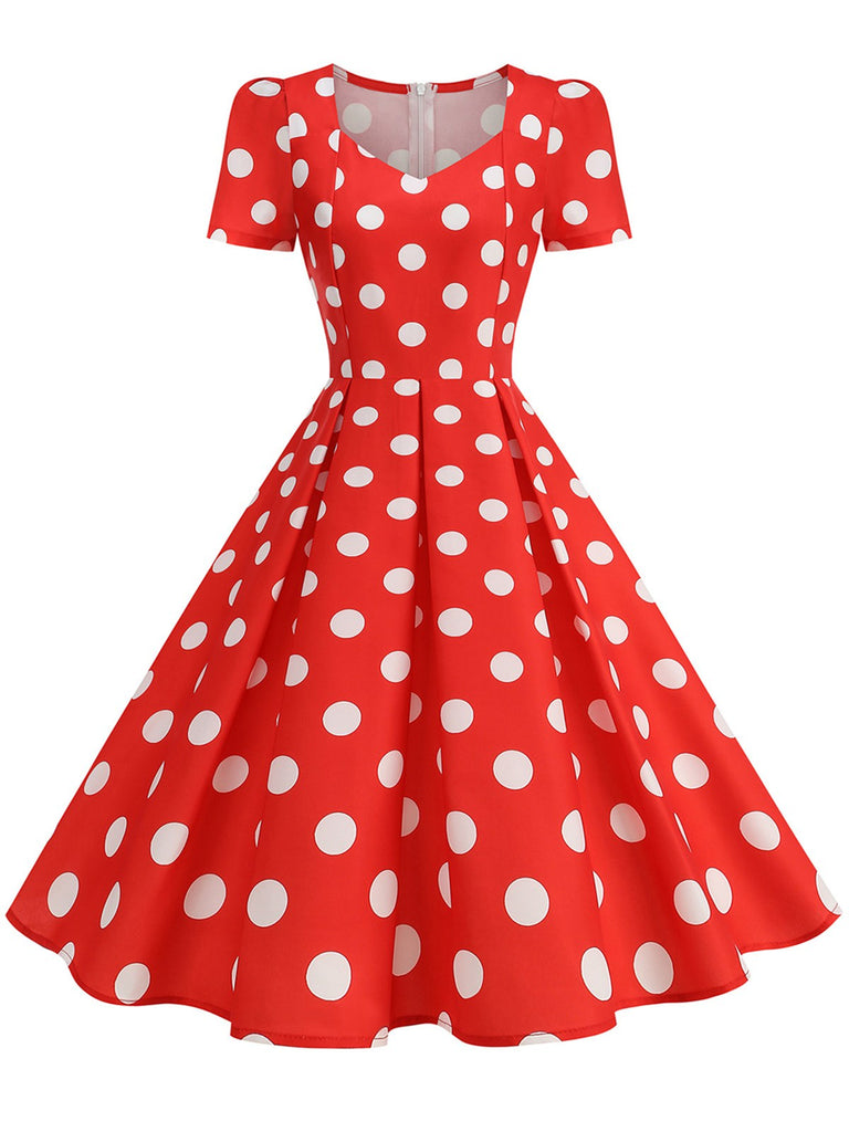 1950s Short Sleeve Sweetheart Neck Rose Swing Dress, vintage dress, retro fashion, rockabilly, pin-up fashion - perfect for women who love vintage and retro fashion