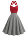 Red 1950s Vintage Plaid Halter Dress 2
