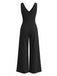 Black 1930s Halter V-Neck Belted Wide Leg Jumpsuit 7