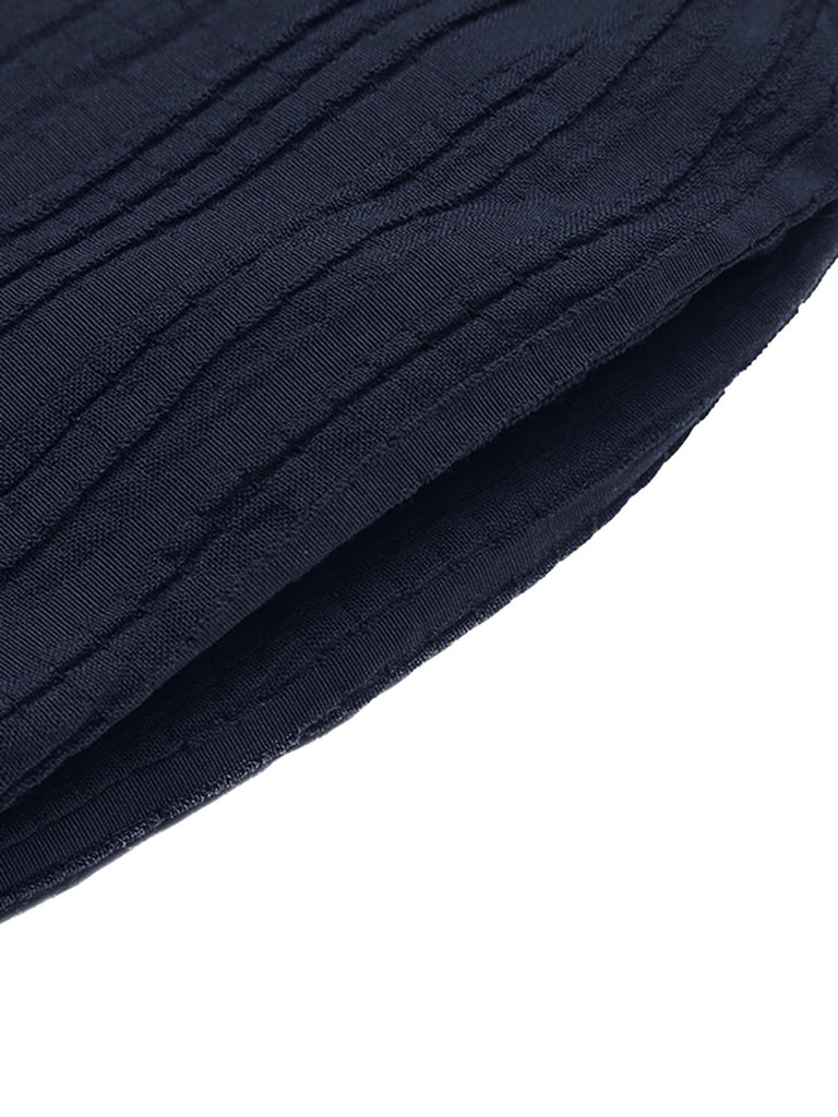 Navy Blue 1950s Vintage Ruffle Two Piece Set 5