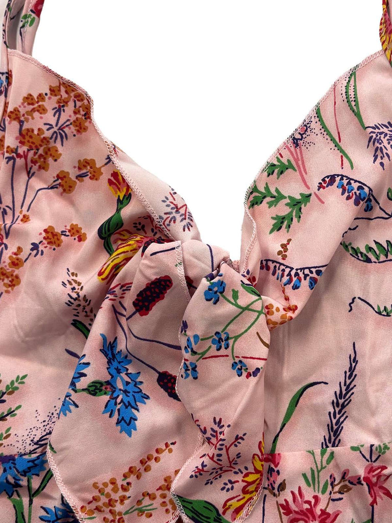 1930s Floral V-Neck Bohemian Bow-Front Slip Dress, vintage dress, retro fashion, floral print - perfect for women who love vintage and retro fashion