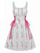 1950s Ruffled Square Neck Sleeveless Floral Print Swing Dress, vintage dress, retro fashion, rockabilly, pin-up fashion - perfect for women who love vintage and retro fashion