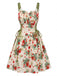 1950s Ruffled Square Neck Sleeveless Floral Print Swing Dress, vintage dress, retro fashion, rockabilly, pin-up fashion - perfect for women who love vintage and retro fashion
