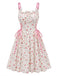 1950s Ruffled Square Neck Sleeveless Floral Print Swing Dress