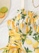 1950s Ruffled Square Neck Sleeveless Floral Print Swing Dress