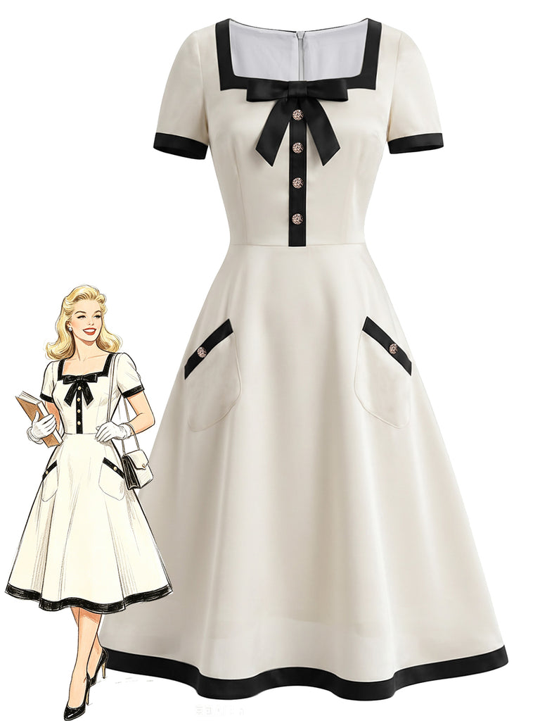 [Pre-Sale] Elegant White 1940s Vintage Dress 8