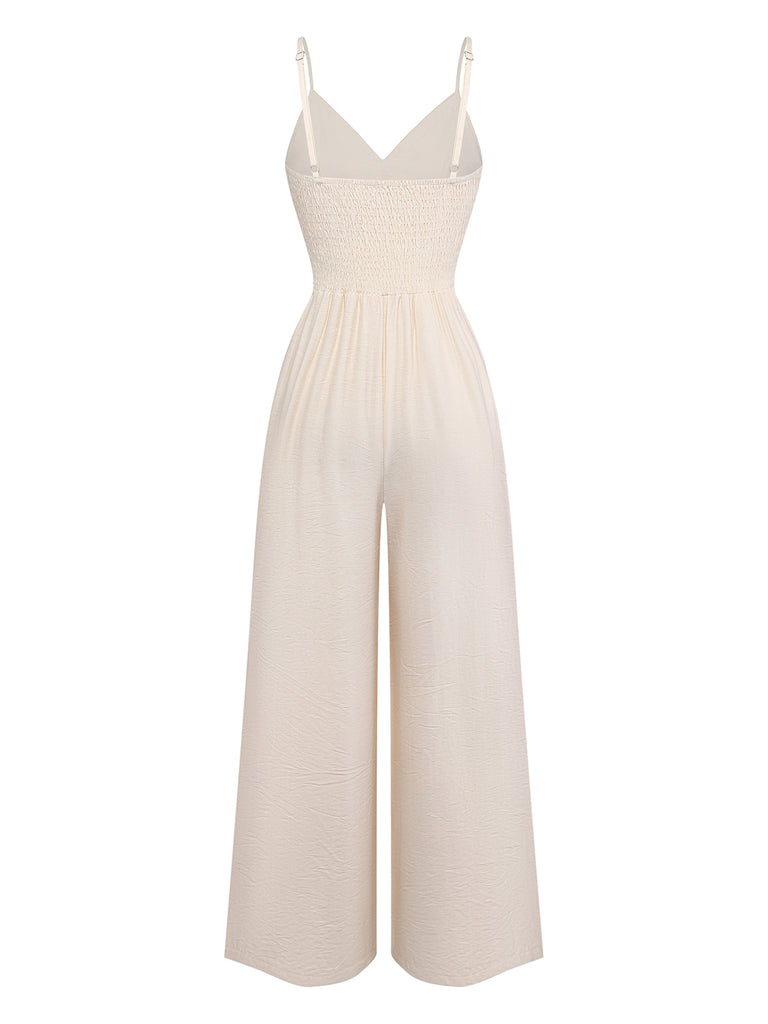 Elegant Beige 1950s Vintage Floral Jumpsuit 4