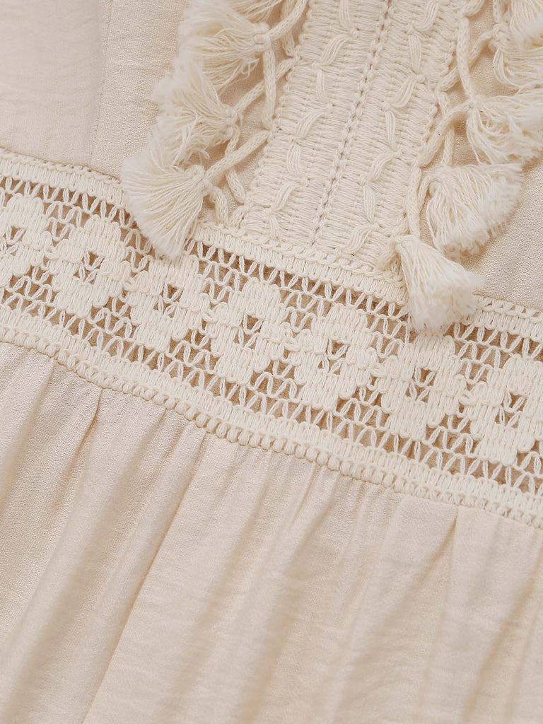 Elegant Beige 1950s Vintage Floral Jumpsuit 6
