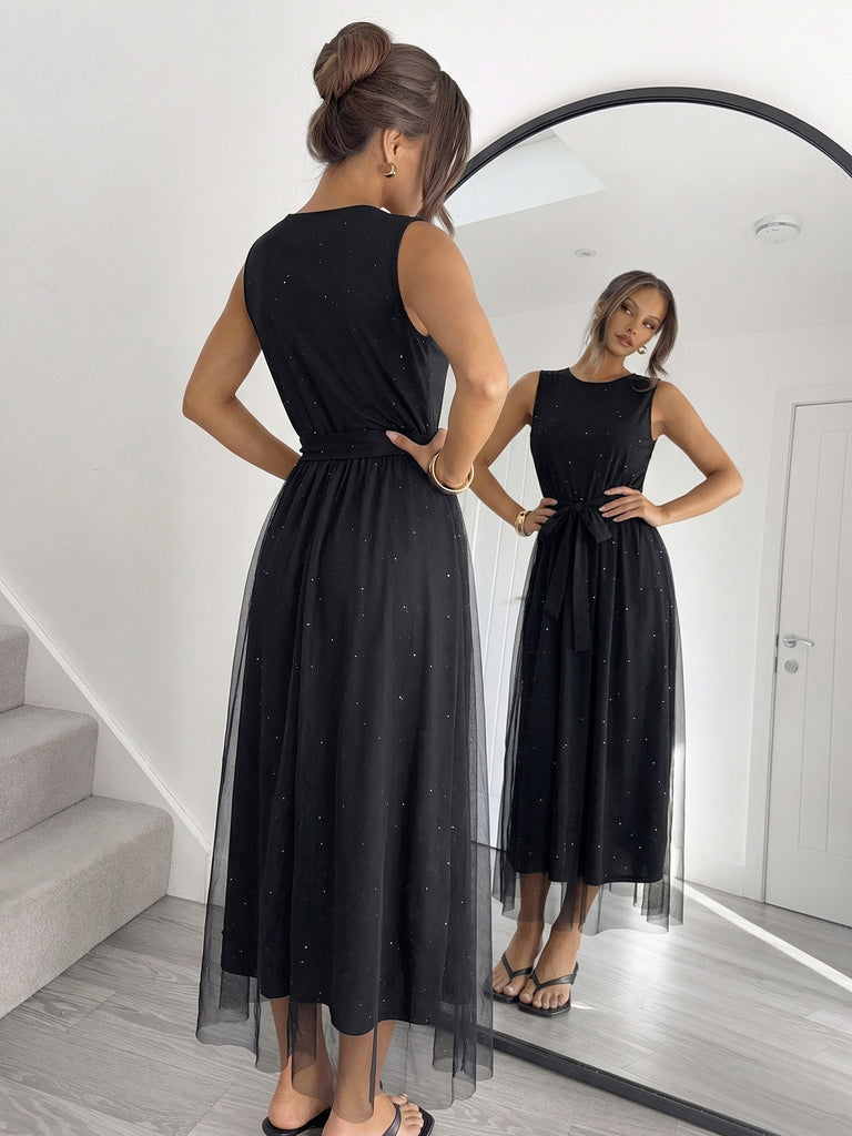Elegant Black 1950s Vintage Dress 6