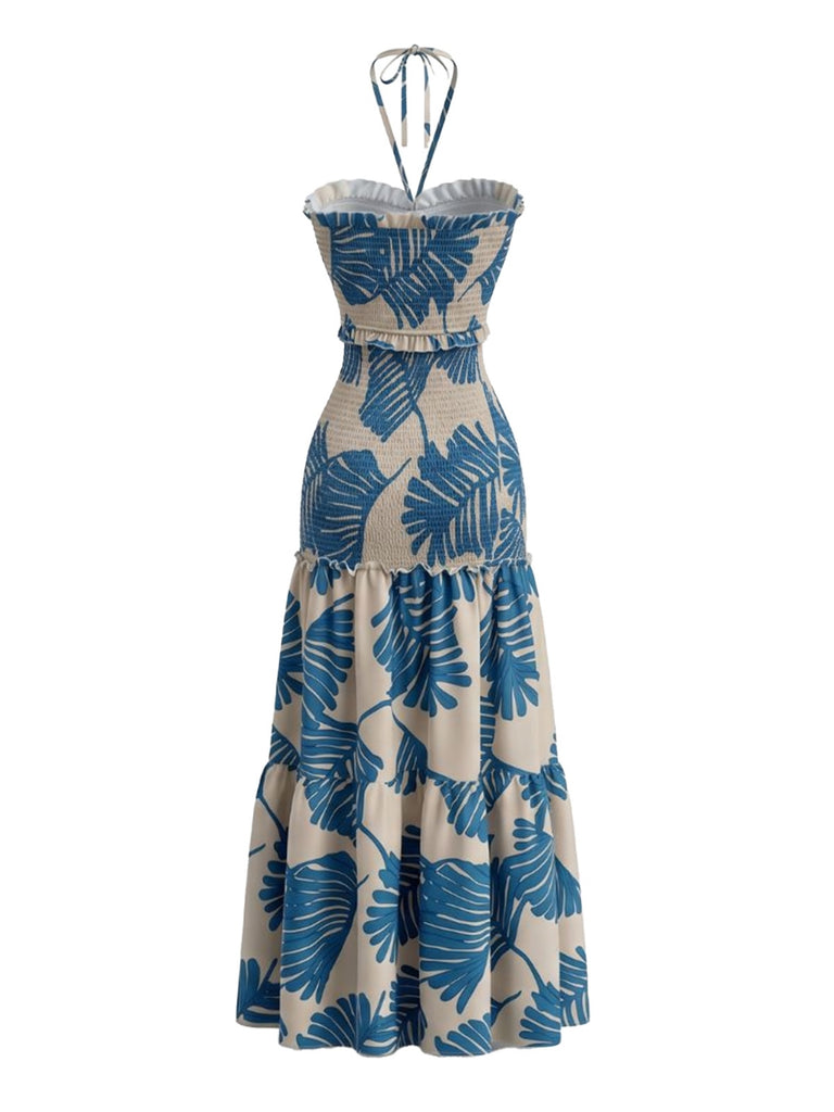 Elegant 1930s Vintage Floral Halter Dress 3