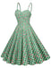 Green 1950s Gingham Cotton Cherry Spaghetti Strap Dress, vintage dress, retro fashion, rockabilly, pin-up fashion - perfect for women who love vintage and retro fashion