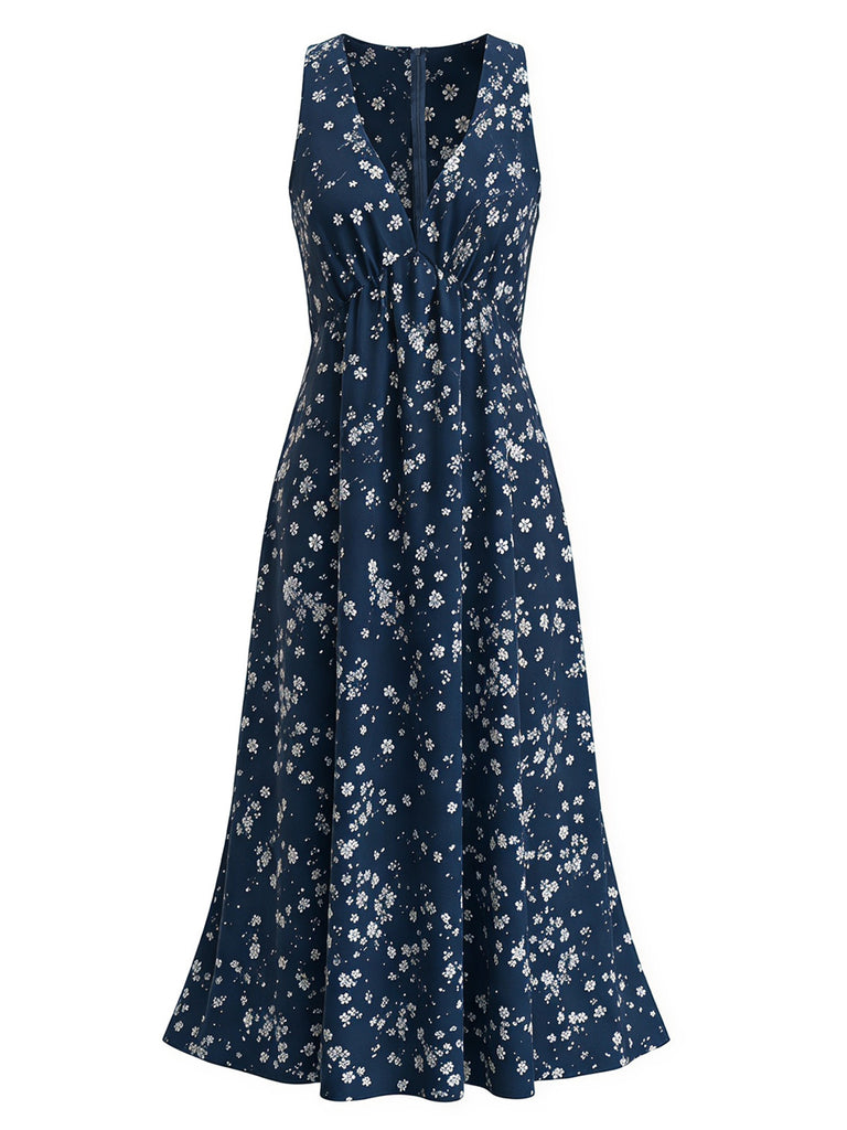 Bohemian Floral Halter Neck Midi Dress 1