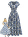 1950s Vintage Floral V Neck Dress