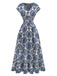 1950s Vintage Floral V Neck Dress