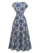 1950s Vintage Floral V Neck Dress