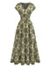 1950s Vintage Floral V Neck Dress