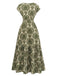 1950s Vintage Floral V Neck Dress