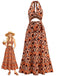 [Pre-Sale] 1970s Abstract Print Halter Deep V Cutout Maxi Dress, vintage dress, retro fashion - perfect for women who love vintage and retro fashion