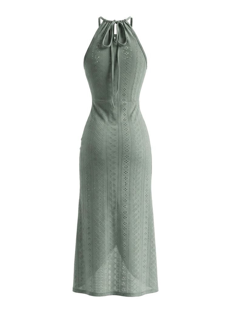 1960s Crochet Halter Cutout Dress