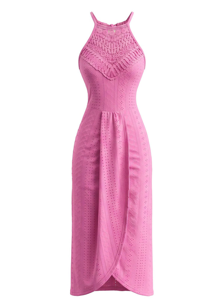 1960s Crochet Halter Cutout Dress, vintage dress, retro fashion - vintage inspired fashion