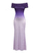 Purple 1930s Ombre Off-Shoulder Backless Maxi Dress