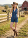 Navy Blue 1950s V Neck Denim Jumpsuit 4