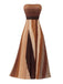 [Pre-Sale] Brown 1970s Ombre Pleated Strapless Maxi Dress