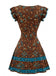 Dark Brown 1970s Floral V Neck Dress 2