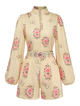 Light Yellow 1950s Vintage Classic Two Piece Set