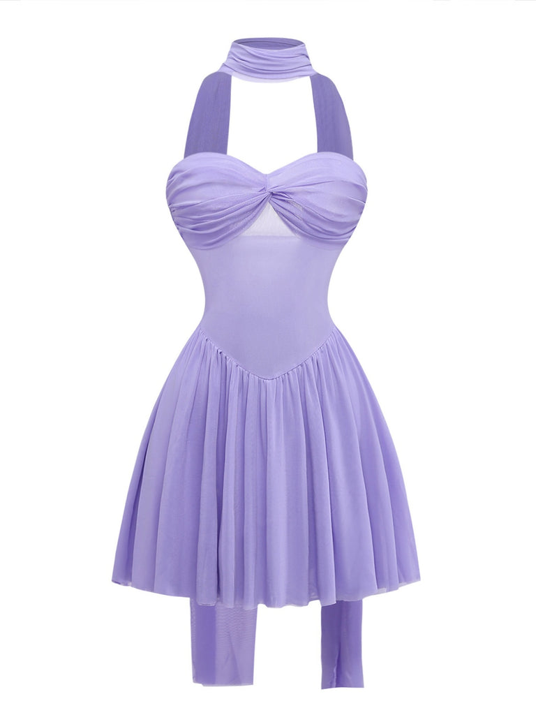 Elegant Lavender 1970s Vintage Dress 3