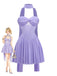 Lavender 1970s Strapless Mesh Babydoll Mini Dress with Scarf