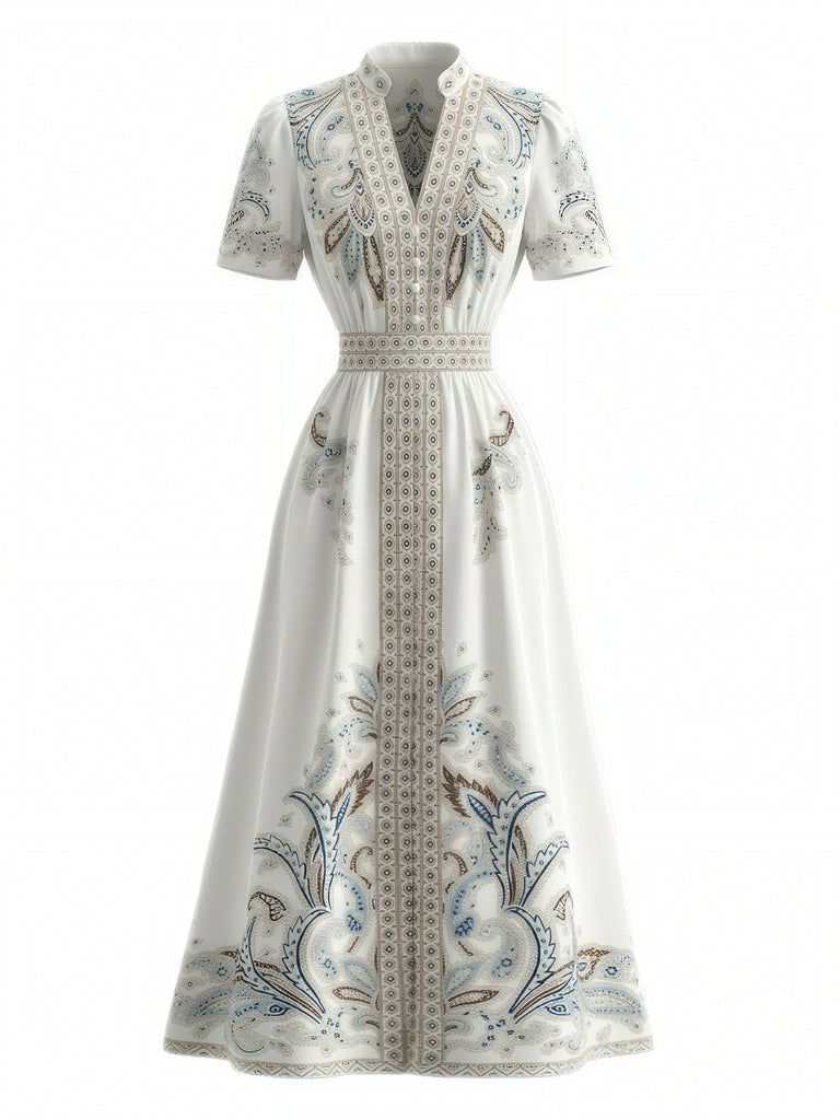 White 1950s Floral Lace Vintage Dress 2