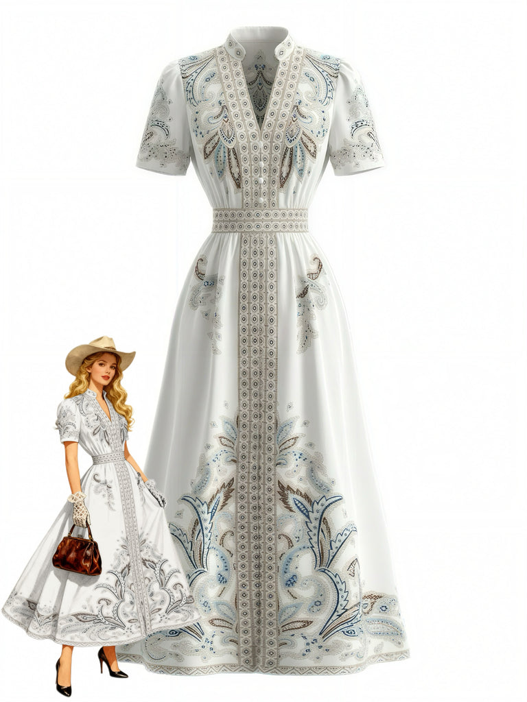 White 1950s Floral Lace Vintage Dress