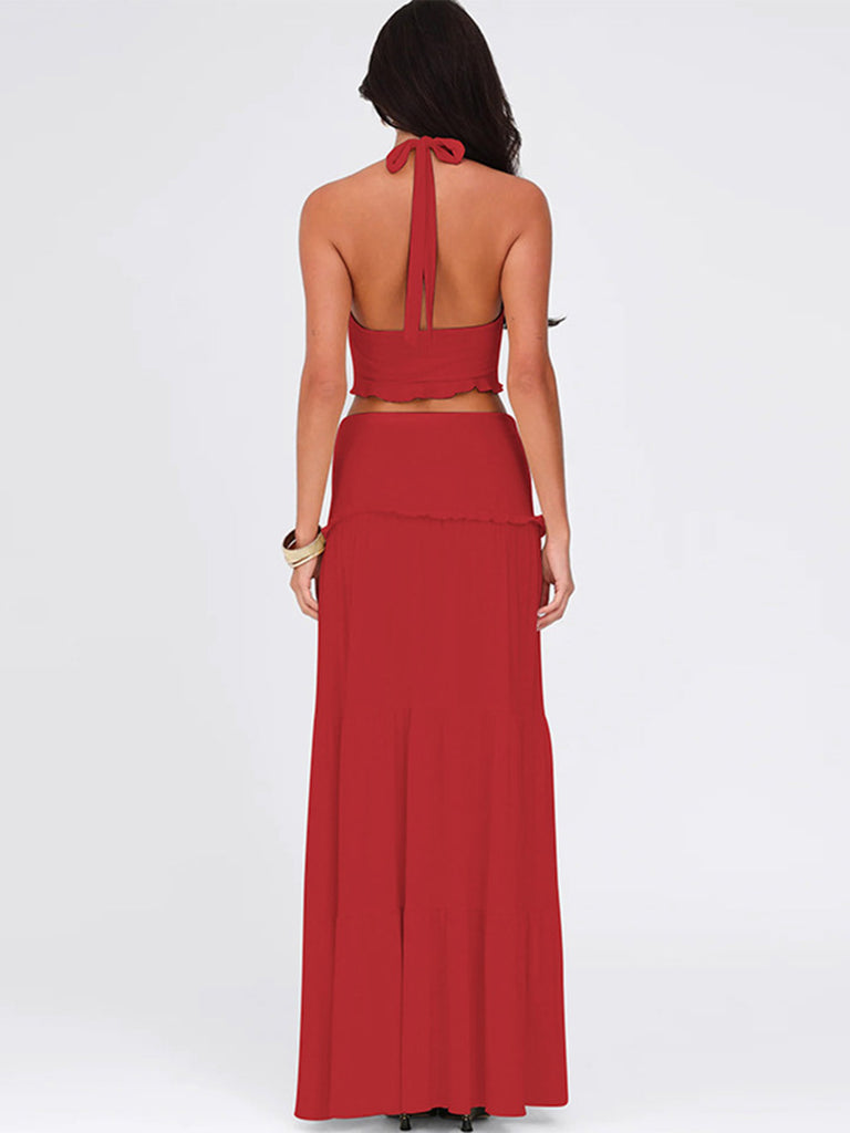 1930s Vintage Halter V Neck Two Piece Set 8