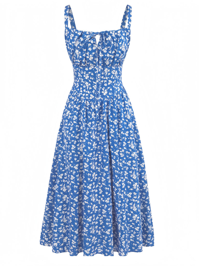 Elegant 1940s Vintage Floral Dress 1