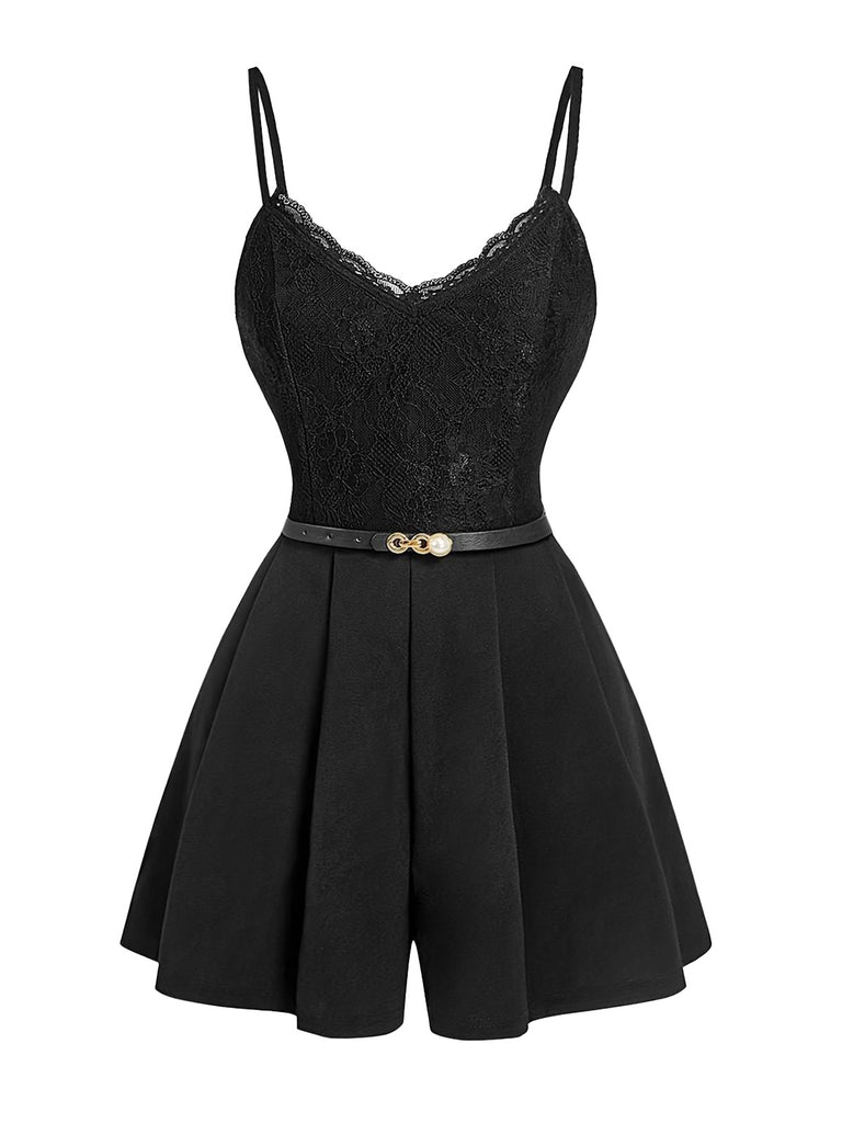 1960s Vintage Lace V Neck Jumpsuit 1