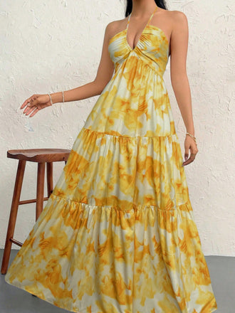 1930s Vintage Floral V Neck Dress 4