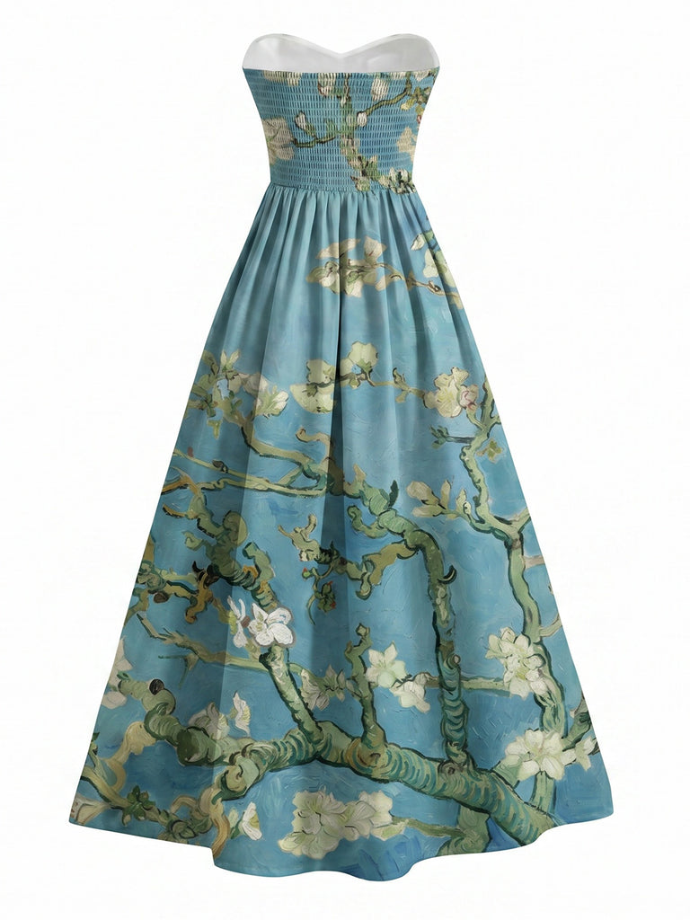 [Pre-Sale] Pale Green 1950s Water Lily Sweetheart Strapless Dress