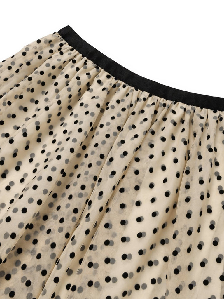 [Pre-Sale] Plus Size Abb 1950s Polka Dot Bow Mesh Two Piece Set 6