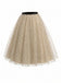 [Pre-Sale] Beige 1950s Polka Dot Tulle Swing Skirt
