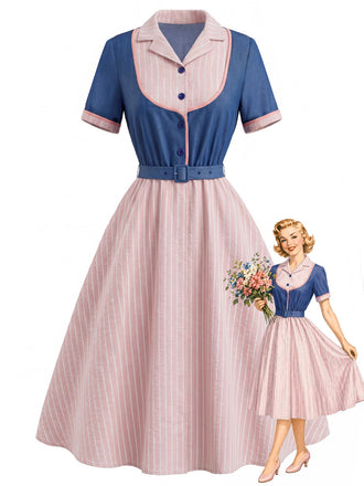 [Pre-Sale] Plus Size Misty Rose 1950s Striped Dress
